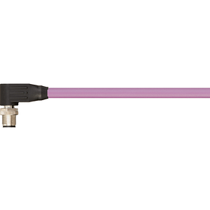 Industrial Ethernet/CAT5 cables, PVC, connector A: M12 d-coded pin angled, connector B: open cable end, 12.5xd