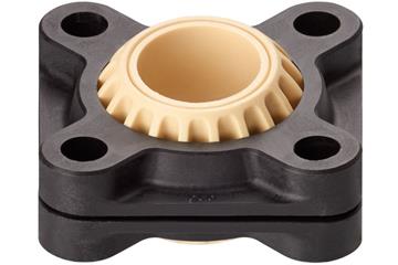 Flange bearing with 4 mounting holes and split housing, KFSM GT igubal®, spherical ball iglidur® J